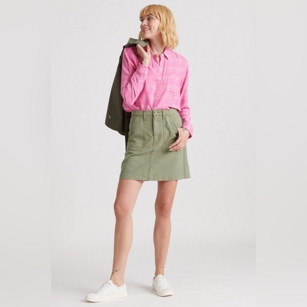 Lucky Brand Utility Cargo Skirt with 4 Pockets in Soft Olive, High-Waisted, 6/28